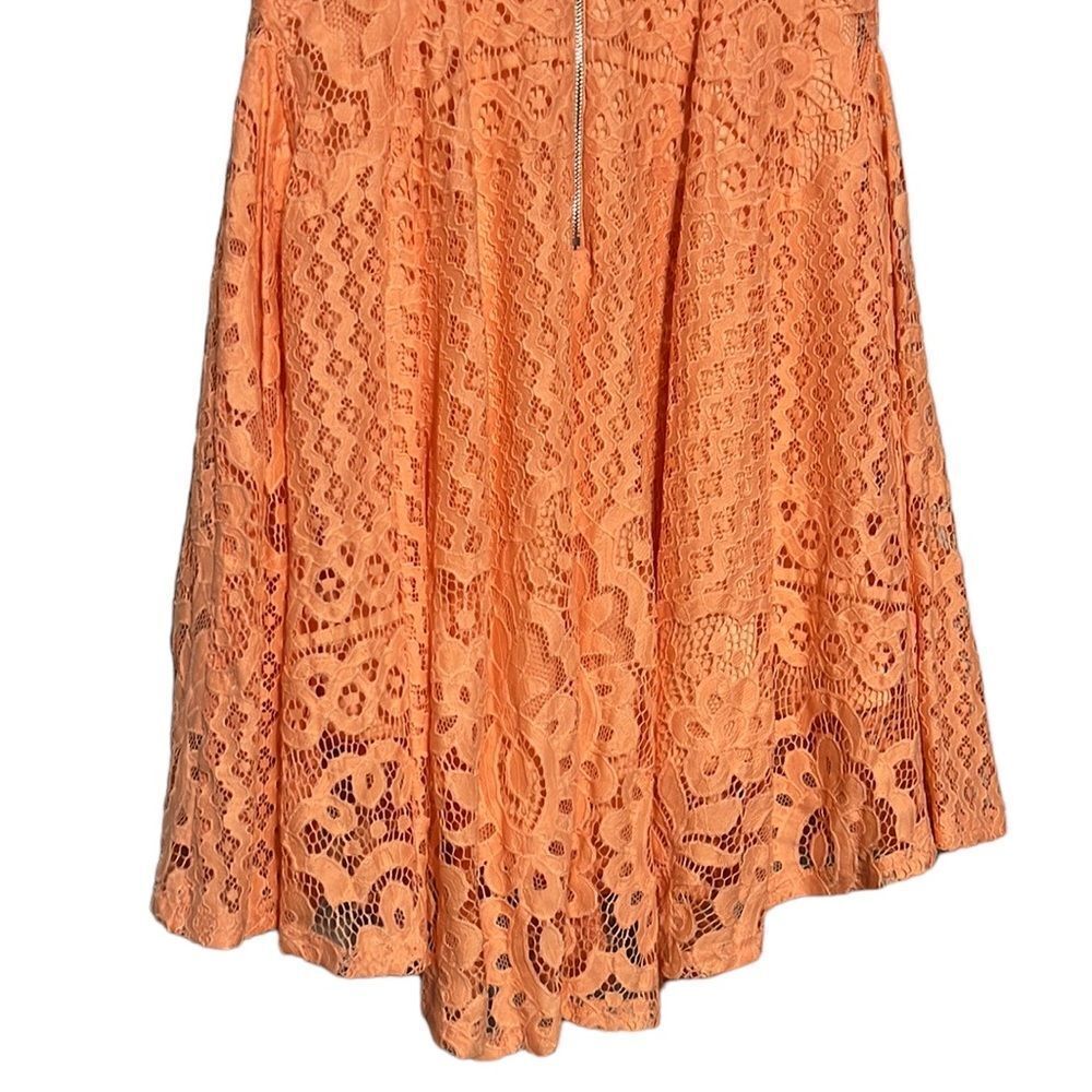 Lace Dress Junior's Size Large Coral Floral Sleeveless NEW - Picture 7 of 9